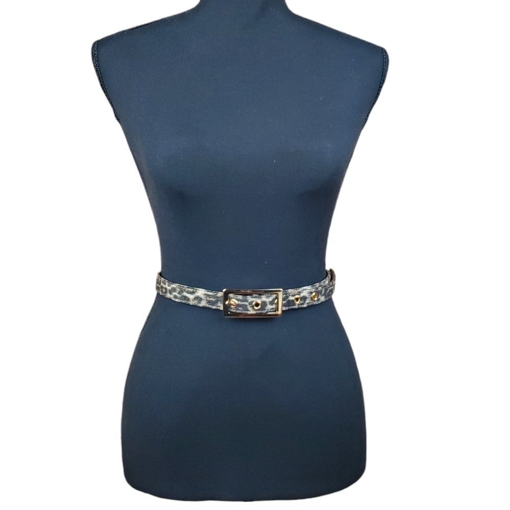 TALBOTS Leopard Print Belt Size S Gold Grommet Buckle